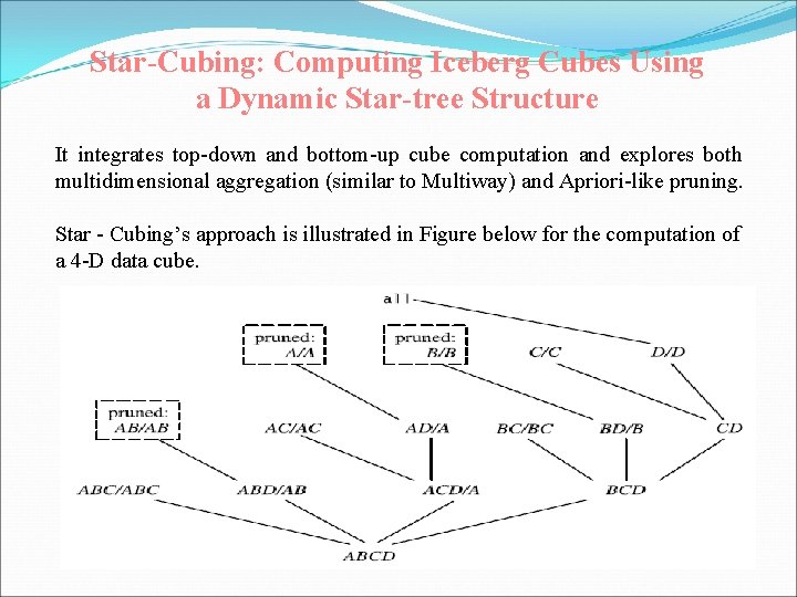 Star-Cubing: Computing Iceberg Cubes Using a Dynamic Star-tree Structure It integrates top-down and bottom-up