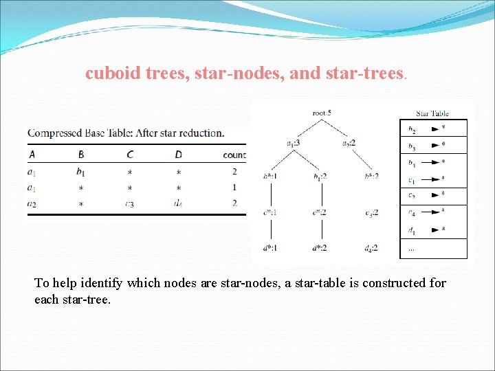 cuboid trees, star-nodes, and star-trees. To help identify which nodes are star-nodes, a star-table