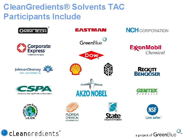 Clean. Gredients® Solvents TAC Participants Include 