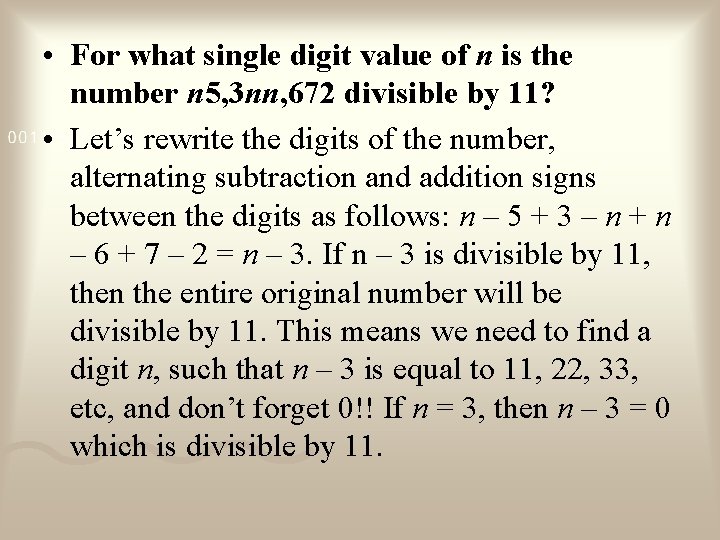  • For what single digit value of n is the number n 5,