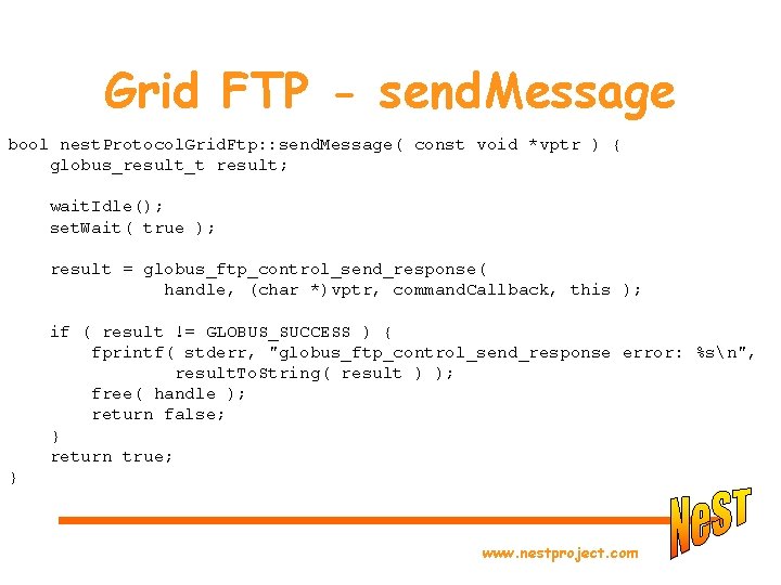 Grid FTP - send. Message bool nest. Protocol. Grid. Ftp: : send. Message( const