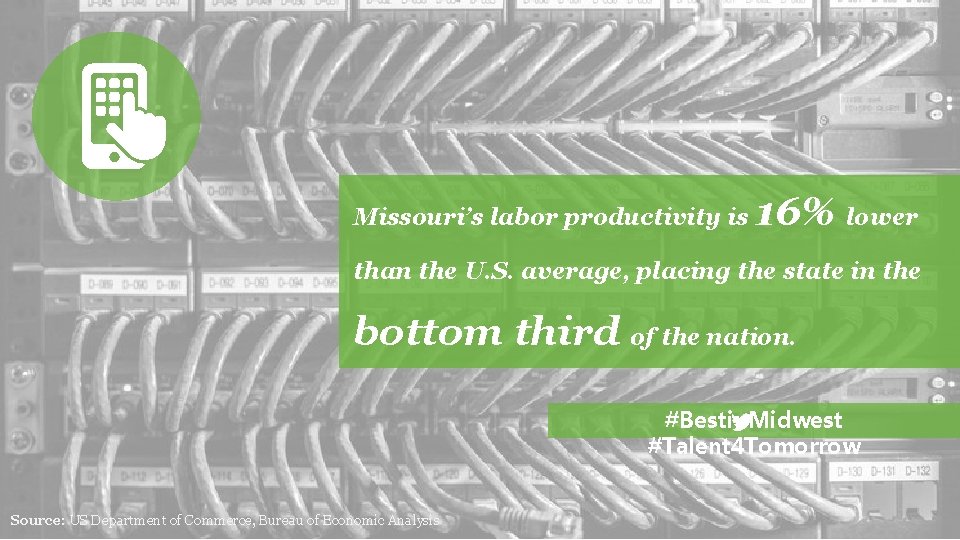 Missouri’s labor productivity is 16% lower than the U. S. average, placing the state