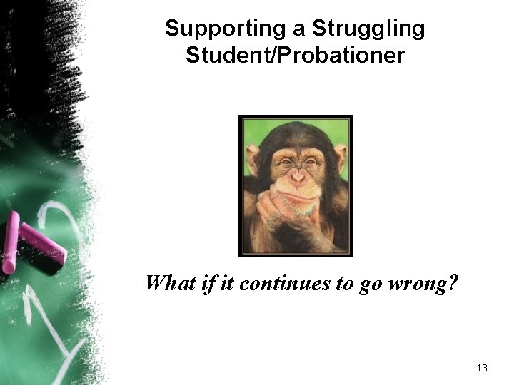 Supporting a Struggling Student/Probationer What if it continues to go wrong? 13 
