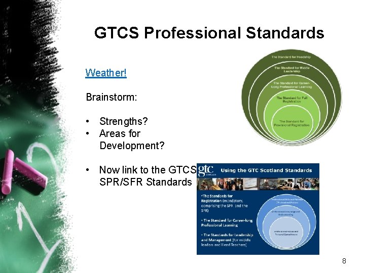 GTCS Professional Standards Weather! Brainstorm: • Strengths? • Areas for Development? • Now link