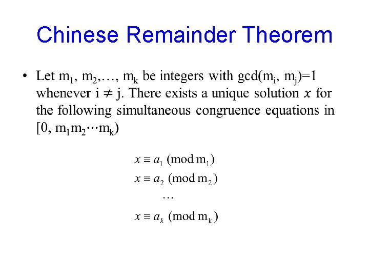 Chinese Remainder Theorem • 