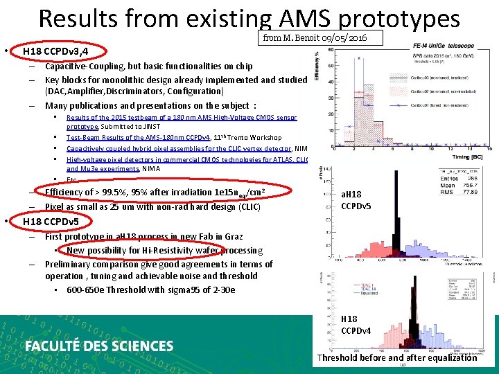 Results from existing AMS prototypes from M. Benoit 09/05/2016 • H 18 CCPDv 3,