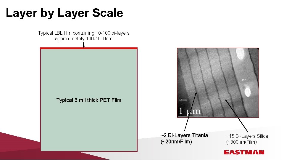 Layer by Layer Scale Typical LBL film containing 10 -100 bi-layers approximately 100 -1000