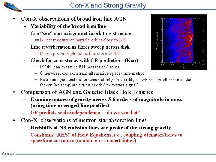 Con-X and Strong Gravity • Con-X observations of broad iron line AGN – Variability