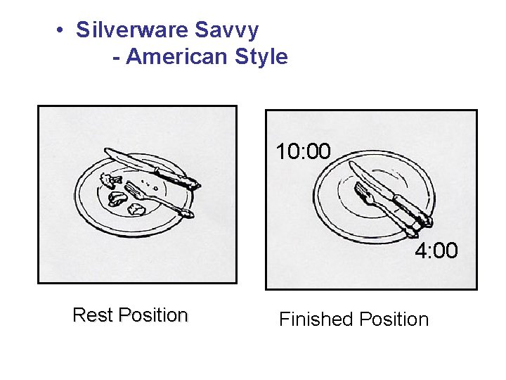  • Silverware Savvy - American Style 10: 00 4: 00 Rest Position Finished