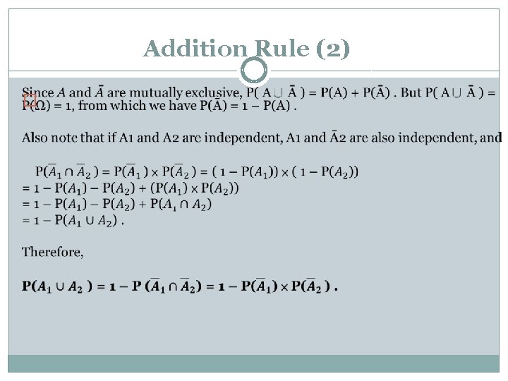 Addition Rule (2) � 