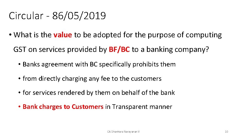 Circular - 86/05/2019 • What is the value to be adopted for the purpose