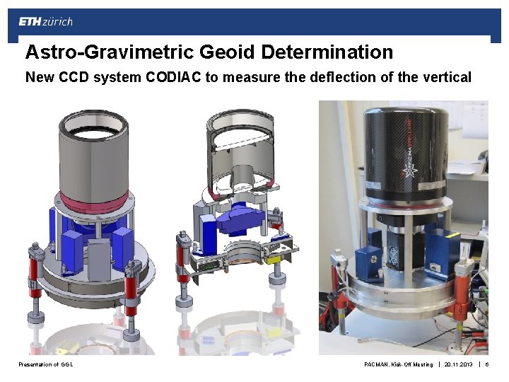 Astro-Gravimetric Geoid Determination New CCD system CODIAC to measure the deflection of the vertical