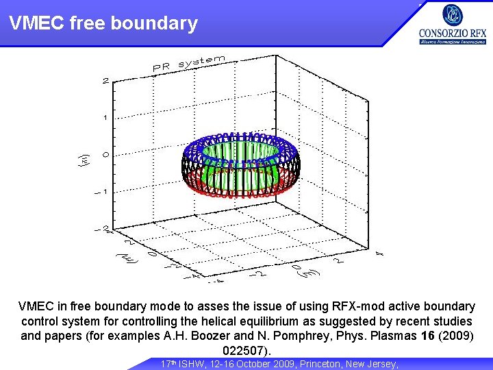 VMEC free boundary VMEC in free boundary mode to asses the issue of using