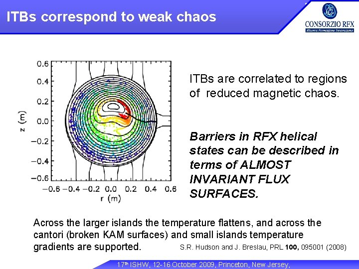 ITBs correspond to weak chaos ITBs are correlated to regions of reduced magnetic chaos.