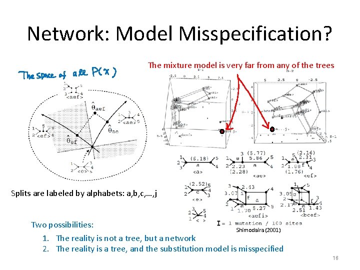 Network: Model Misspecification? The mixture model is very far from any of the trees