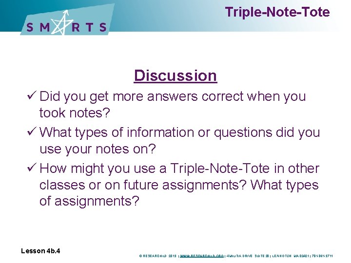 Triple-Note-Tote Discussion ü Did you get more answers correct when you took notes? ü