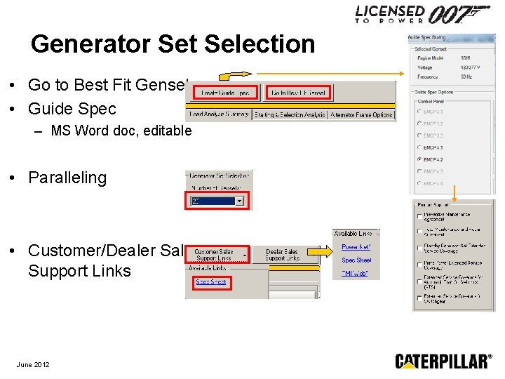 Generator Set Selection • Go to Best Fit Genset • Guide Spec – MS
