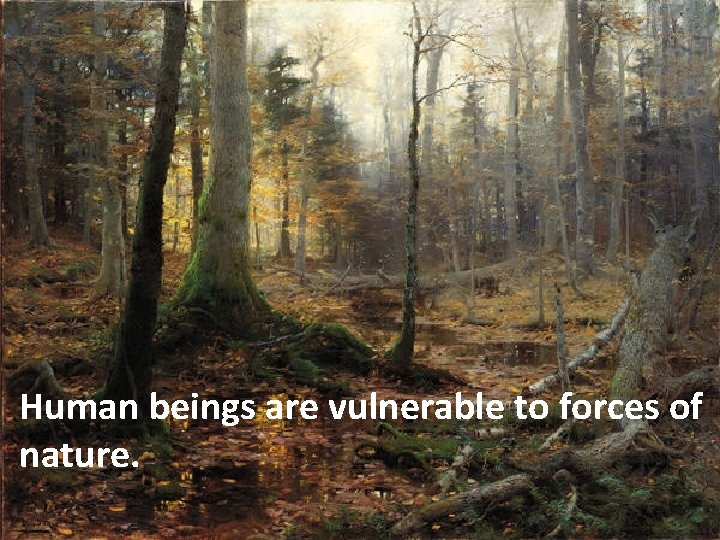 Human beings are vulnerable to forces of nature. 