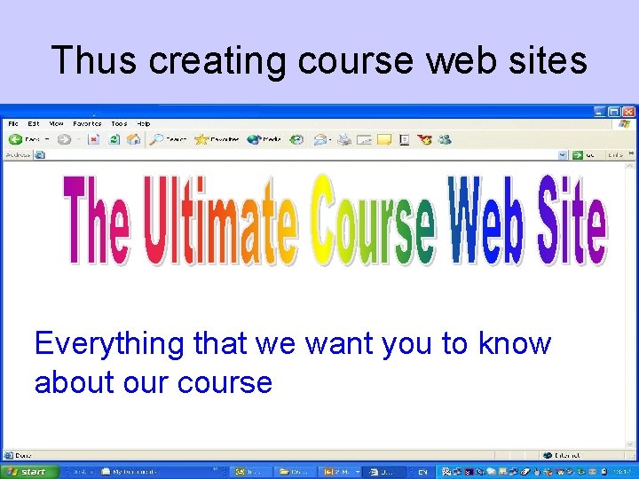 Thus creating course web sites Everything that we want you to know about our