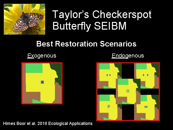 D. Stinson Taylor’s Checkerspot Butterfly SEIBM Best Restoration Scenarios Exogenous Himes Boor et al.