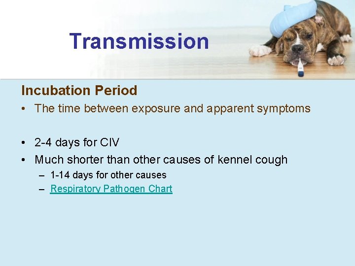 Transmission Incubation Period • The time between exposure and apparent symptoms • 2 -4