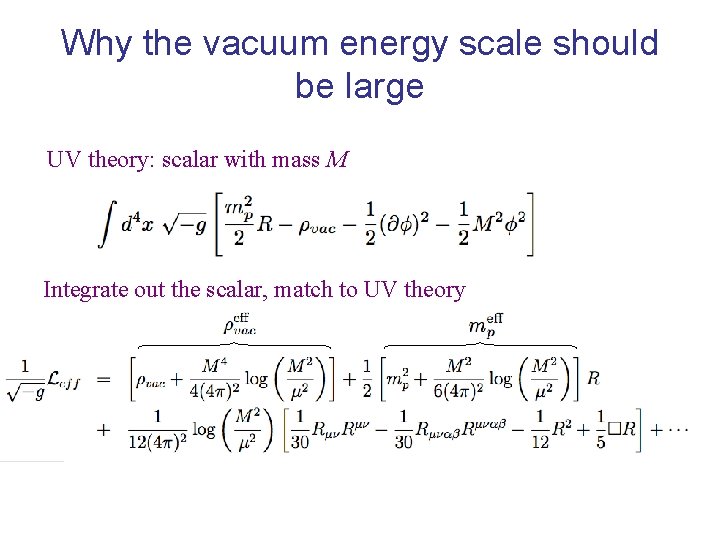 Why the vacuum energy scale should be large UV theory: scalar with mass M