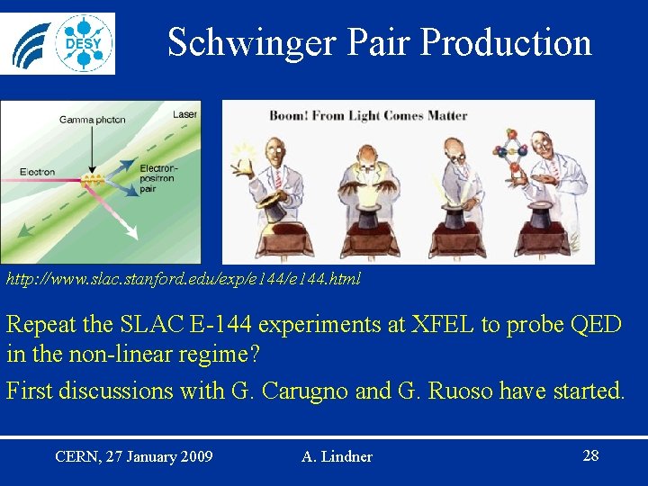 Schwinger Pair Production http: //www. slac. stanford. edu/exp/e 144. html Repeat the SLAC E-144