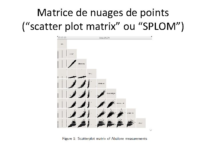 Matrice de nuages de points (“scatter plot matrix” ou “SPLOM”) 