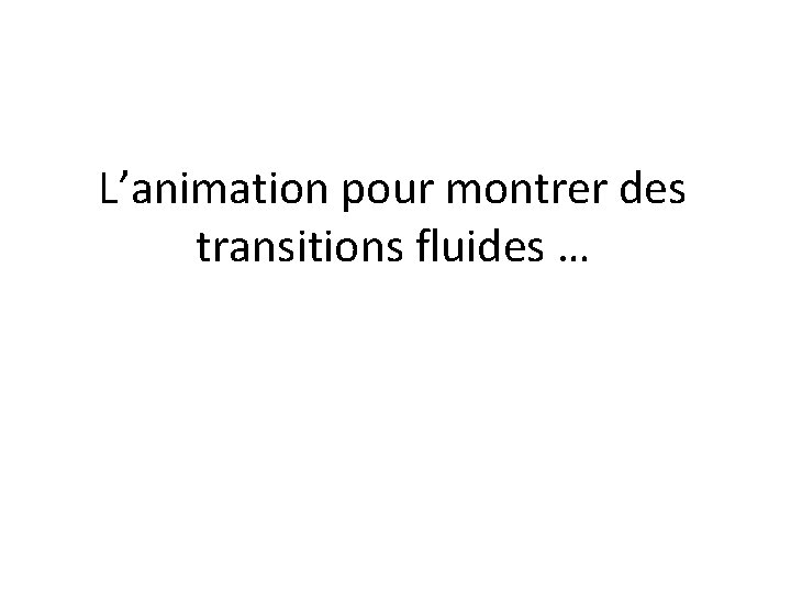 L’animation pour montrer des transitions fluides … 