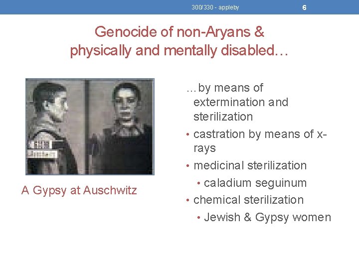 300/330 - appleby 6 Genocide of non-Aryans & physically and mentally disabled… A Gypsy