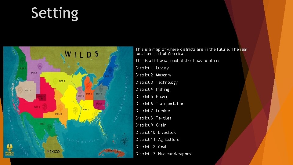 Setting This is a map of where districts are in the future. The real