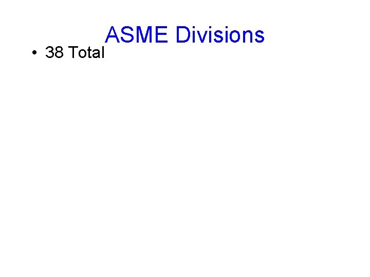 ASME Divisions • 38 Total 