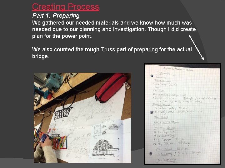 Creating Process Part 1. Preparing We gathered our needed materials and we know how