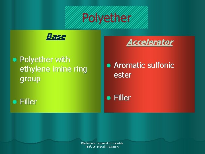 Polyether Base Accelerator l Polyether with ethylene imine ring group l Aromatic sulfonic ester
