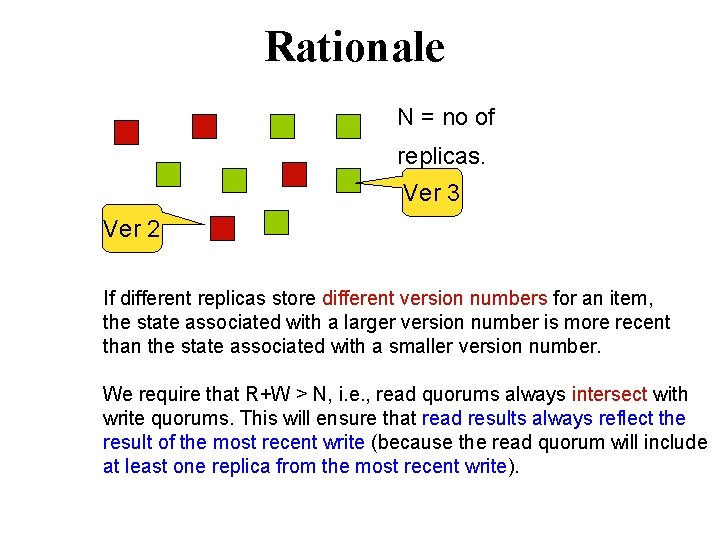 Rationale N = no of replicas. Ver 3 Ver 2 If different replicas store