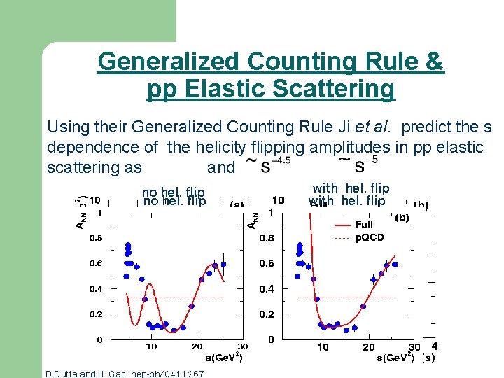Generalized Counting Rule & pp Elastic Scattering Using their Generalized Counting Rule Ji et