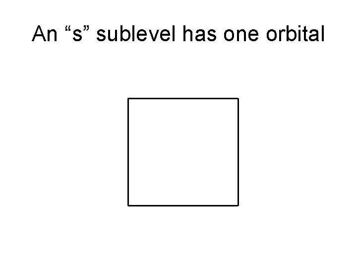 An “s” sublevel has one orbital 
