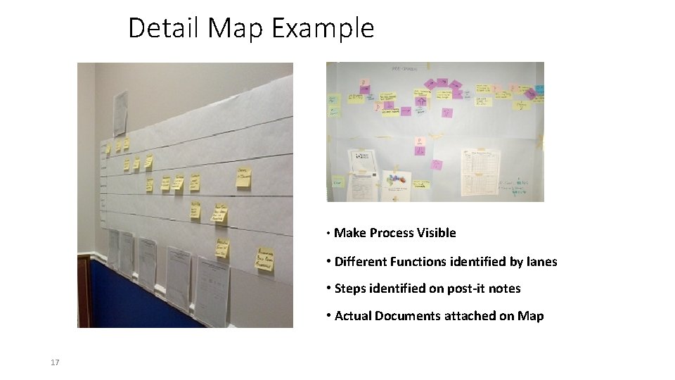 Detail Map Example • Make Process Visible • Different Functions identified by lanes •