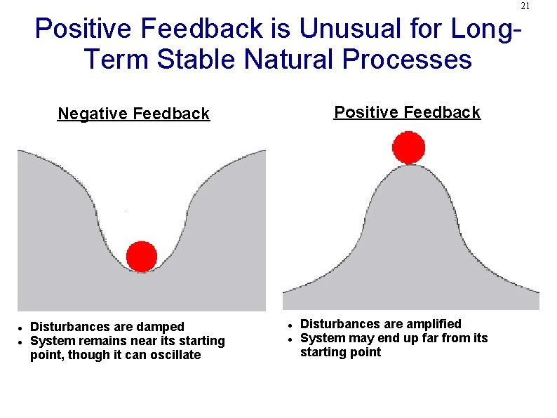 21 Positive Feedback is Unusual for Long. Term Stable Natural Processes Positive Feedback Negative