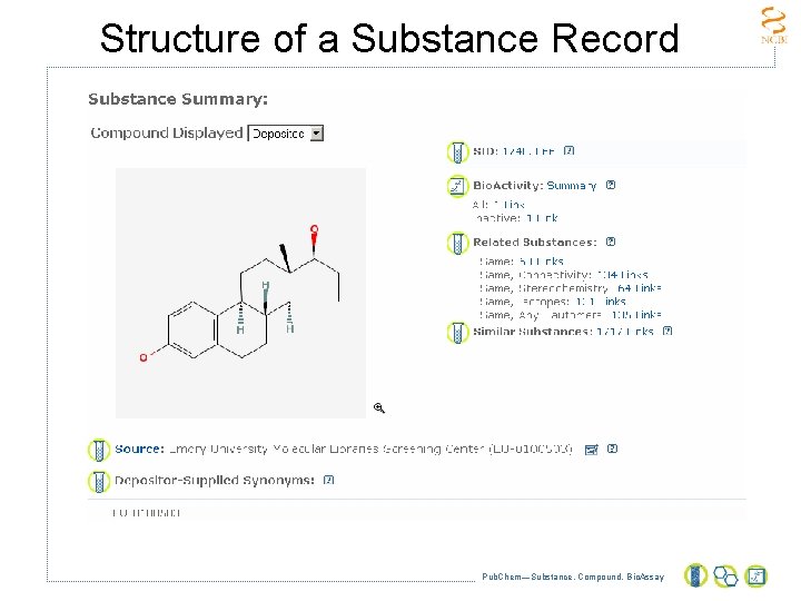 Structure of a Substance Record Pub. Chem—Substance, Compound, Bio. Assay 