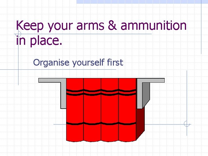 Keep your arms & ammunition in place. Organise yourself first 