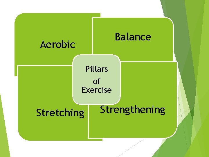 Balance Aerobic Pillars of Exercise Stretching Strengthening 