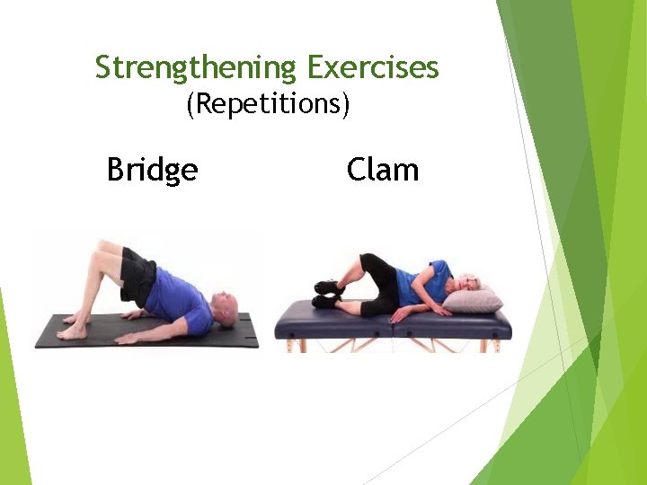 Strengthening Exercises (Repetitions) Bridge Clam 