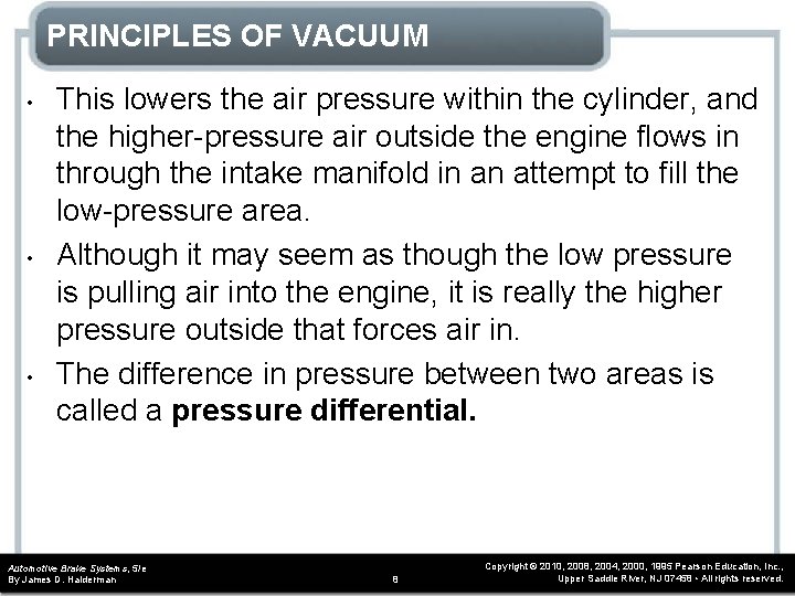 PRINCIPLES OF VACUUM • • • This lowers the air pressure within the cylinder,