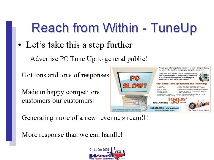 Reach from Within - Tune. Up • Let’s take this a step further Advertise