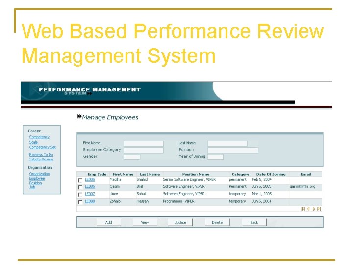 Web Based Performance Review Management System 
