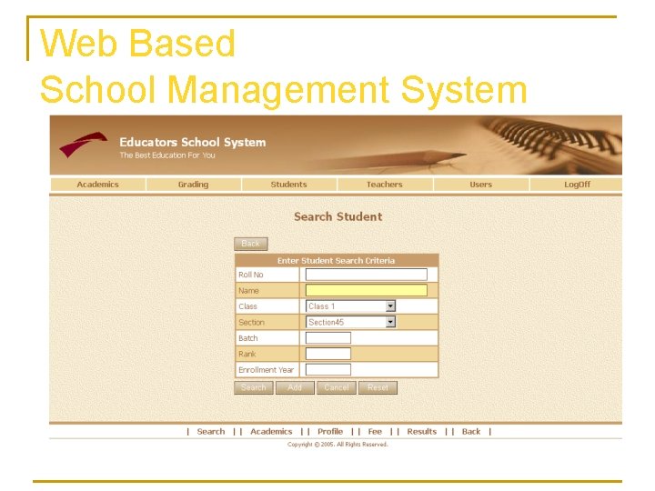 Web Based School Management System 