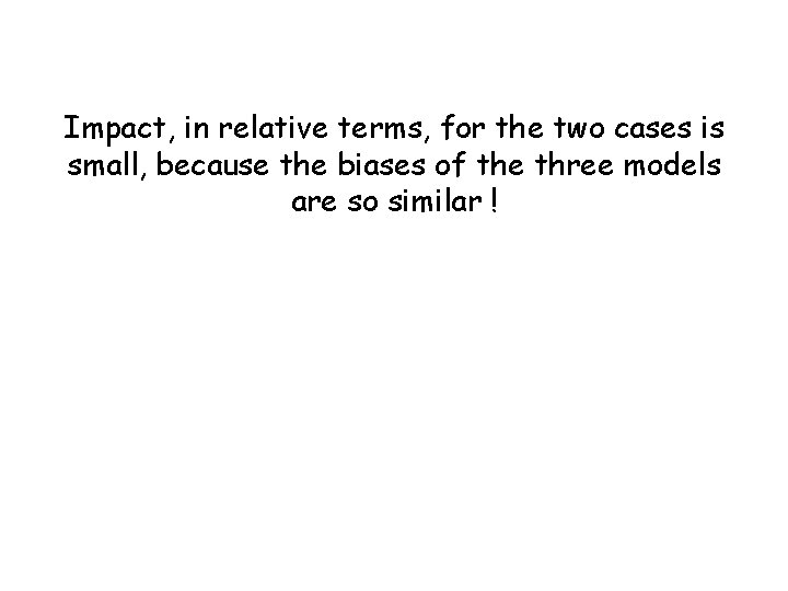 Impact, in relative terms, for the two cases is small, because the biases of