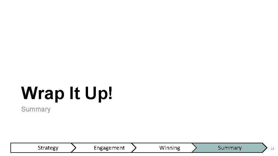 Wrap It Up! Summary Strategy Engagement Winning Summary 14 