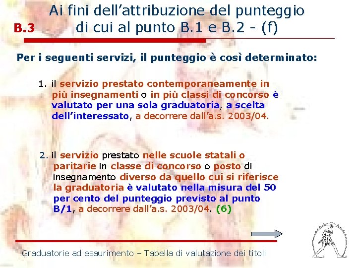 Ai fini dell’attribuzione del punteggio B. 3 di cui al punto B. 1 e